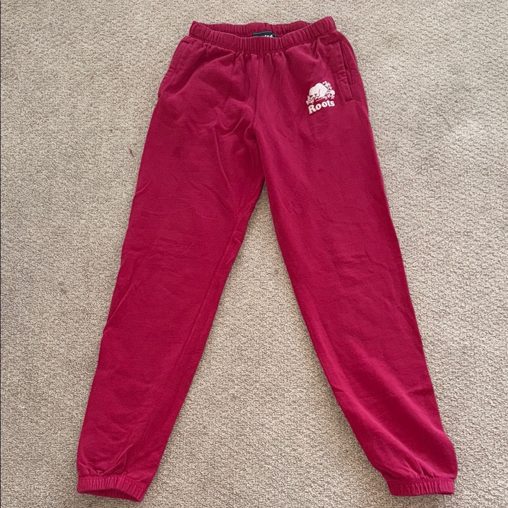Roots Red Jogger Sweatpants Elastic Waistband